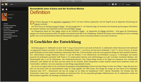 gelbe Hintergrundfarbe in Adobe Digital Editions
