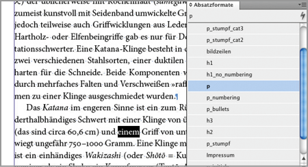 Absatzformate in InDesign