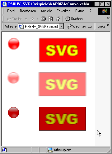 Verschiedene feConvolveMatrix-Filter in der Anwendung
