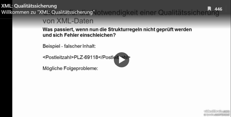 Video-Ausschnitt: Qualitätssicherung von XML