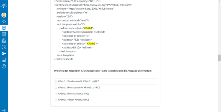 Abb. 28: Interaktive Aufgabe dargestellt mit der LMS-Software Canvas