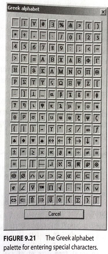 Amaya: The Greek alphabet palette