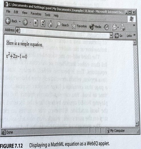 Displaying a MathML equation as a WebEQ applet