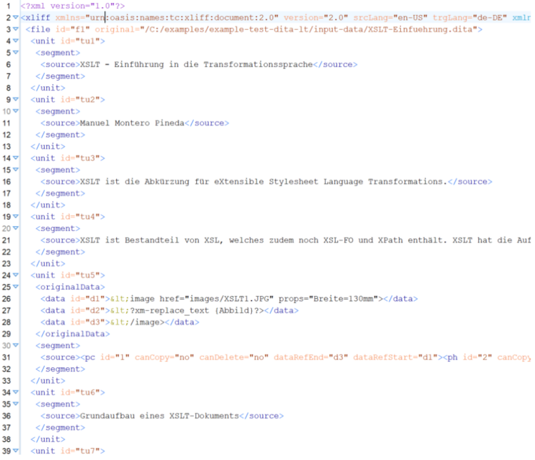 Abb. 34: Beispiel eines XLIFF-Dokuments