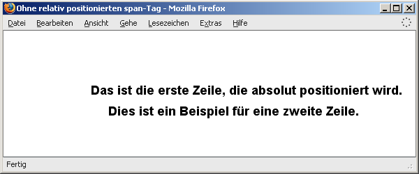 Beispiel ohne Positionierung des span-Tags