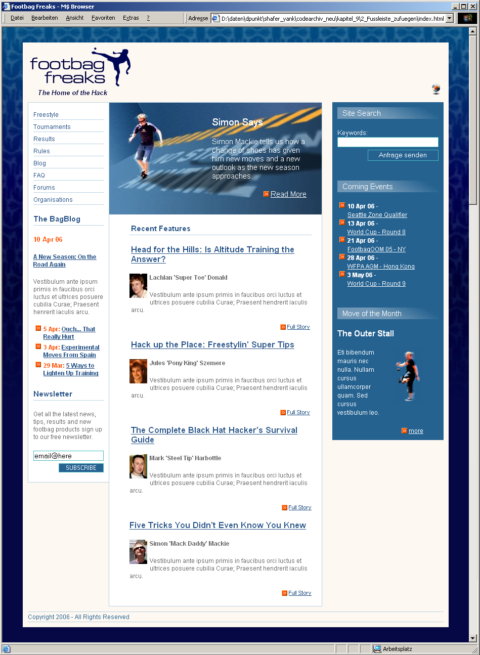 Das Layout im Internet Explorer 6