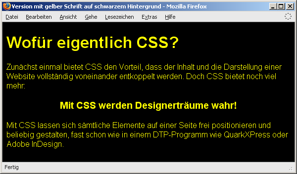 Version mit gelber Schrift auf schwarzem Hintergrund