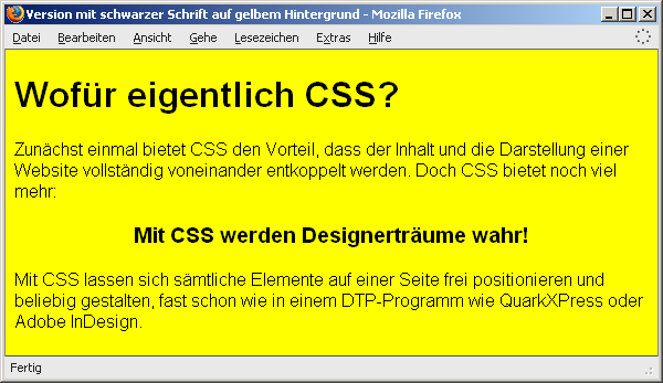 Die Schwarz-auf-Gelb-Variante