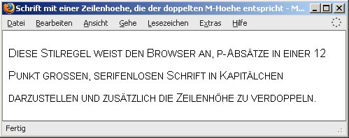 Schrift mit einer Zeilenhöhe, die der doppelten M-Höhe entspricht
