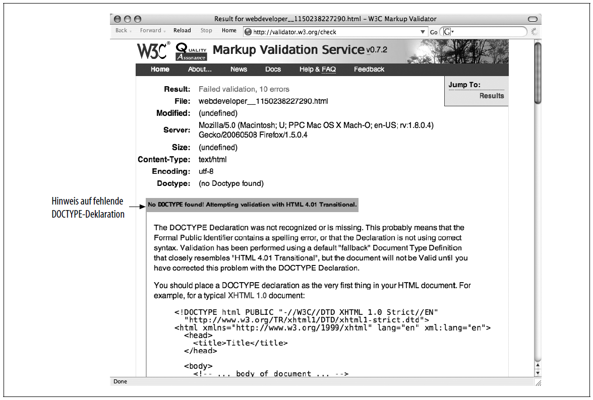 Der W3C Validator für (X)HTML-Dokumente