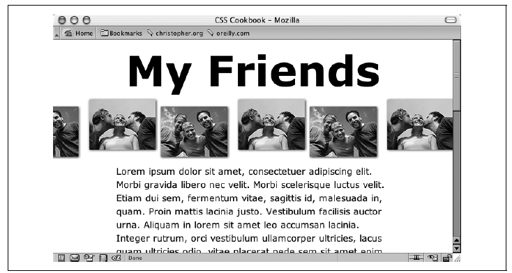 Durch CSS-Eigenschaften background-repeat und background-position entsteht eine sich wiederholende Fotomontage