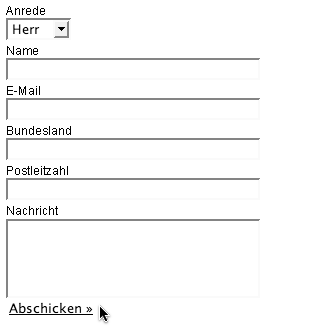 Bewegt sich Mauszeiger über den als Text dargestellten Button, wird er unterstrichen dargestellt