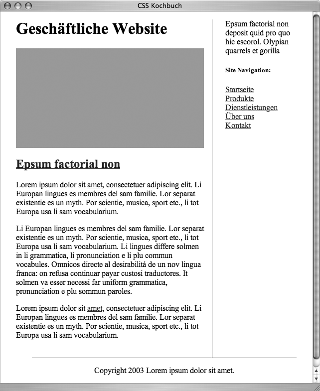 Ein mit CSS erstelltes zweispaltiges Layout