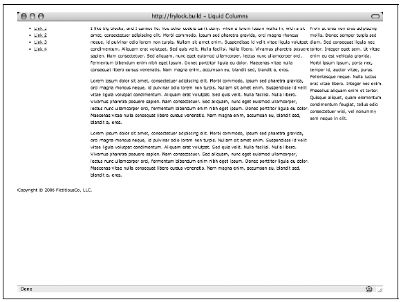 Grundsätzliches dreispaltiges Layout mit flexiblen Breiten