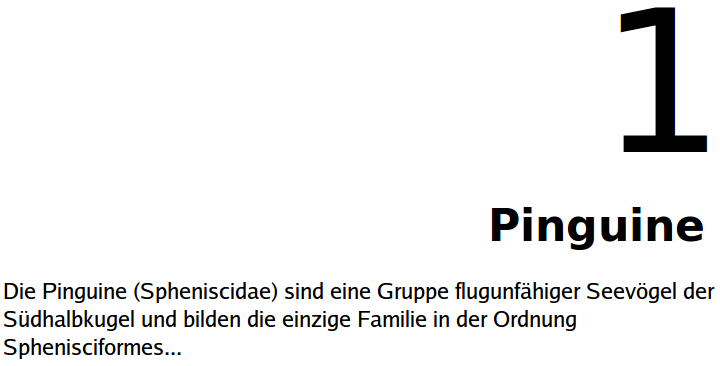 Trennung von Zahl und Titel Trennung von Zahl und Titel