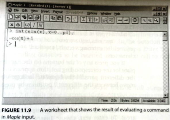 Worksheet showing result of evaluating command in Maple input