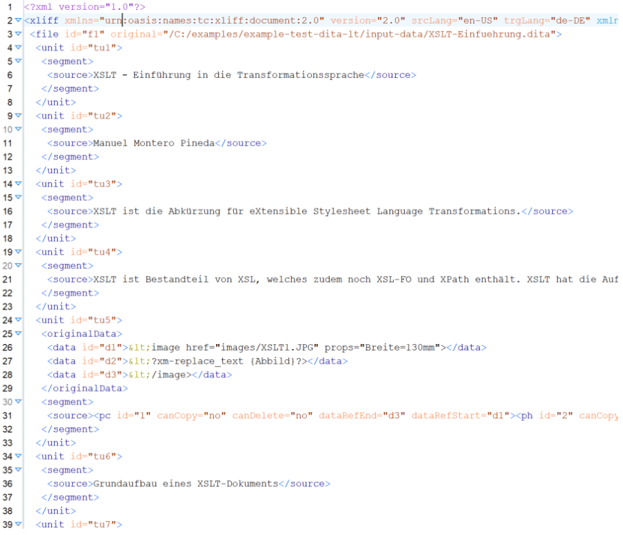 Abb. 34: Beispiel eines XLIFF-Dokuments