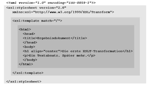 Das erste Stylesheet stylesheet1.xsl