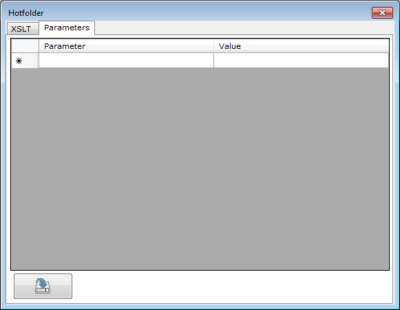 Window: Hotfolder - Tab: Parameters Fenster Hotfolder mit aktiver Registerkarte Parameters