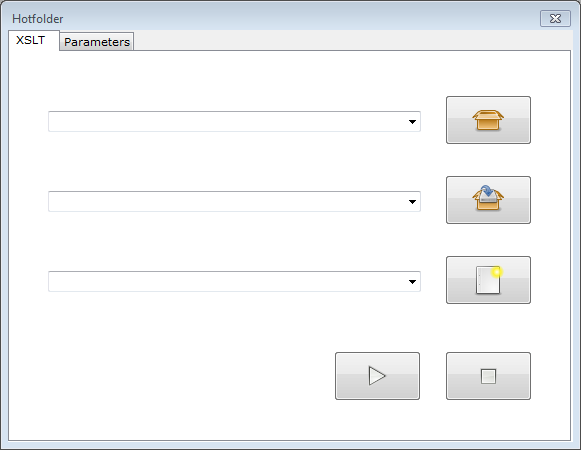 Window: Hotfolder - Tab: XSLT Fenster Hotfolder mit aktiver Registerkarte XSLT