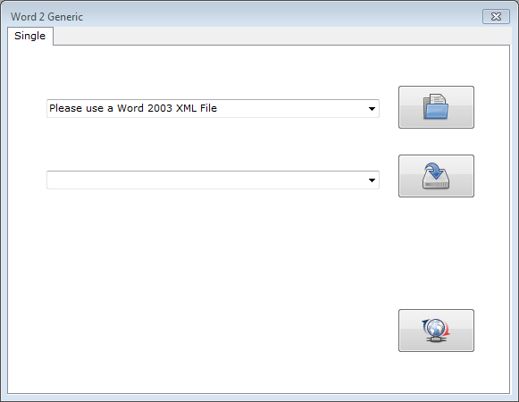 Window: Word 2 Generic - Tab: Single Fenster Word 2 Generic mit aktiver Registerkarte Single
