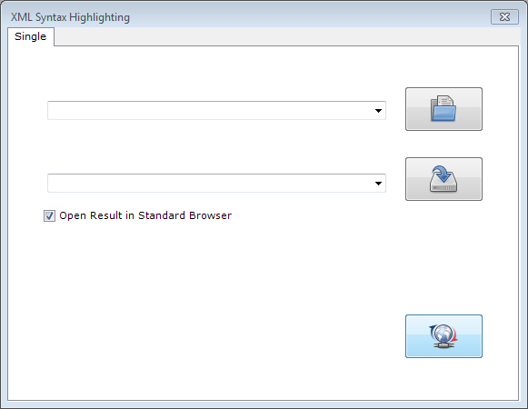 Window: XML Syntax Highlighting - Tab: Single Fenster XML Syntax Highlighting mit aktiver Registerkarte Single