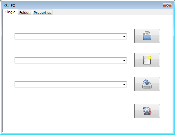 Window: XSL-FO - Tab: Single Fenster XSL-FO mit aktiver Registerkarte Single