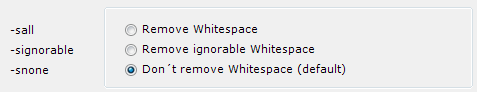 Optionen für den Umgang mit Whitespace