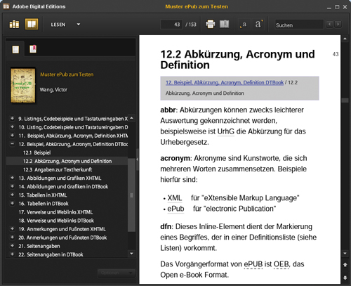 Standarddarstellung im Standard-CSS für DTBook